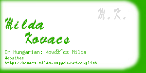 milda kovacs business card